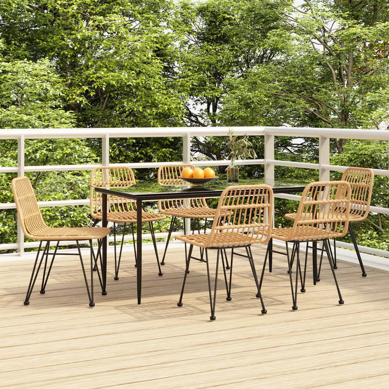 7 Piece Garden Dining Set Poly Rattan