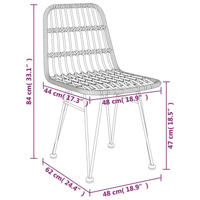 Juego de comedor de jardín de 3 piezas de ratán sintético