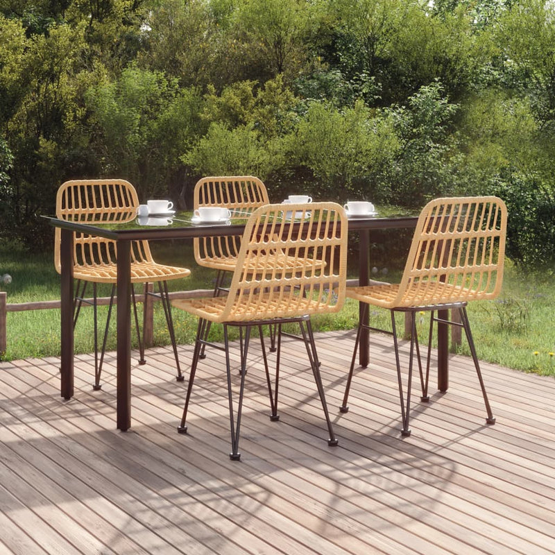 5 Piece Garden Dining Set Poly Rattan