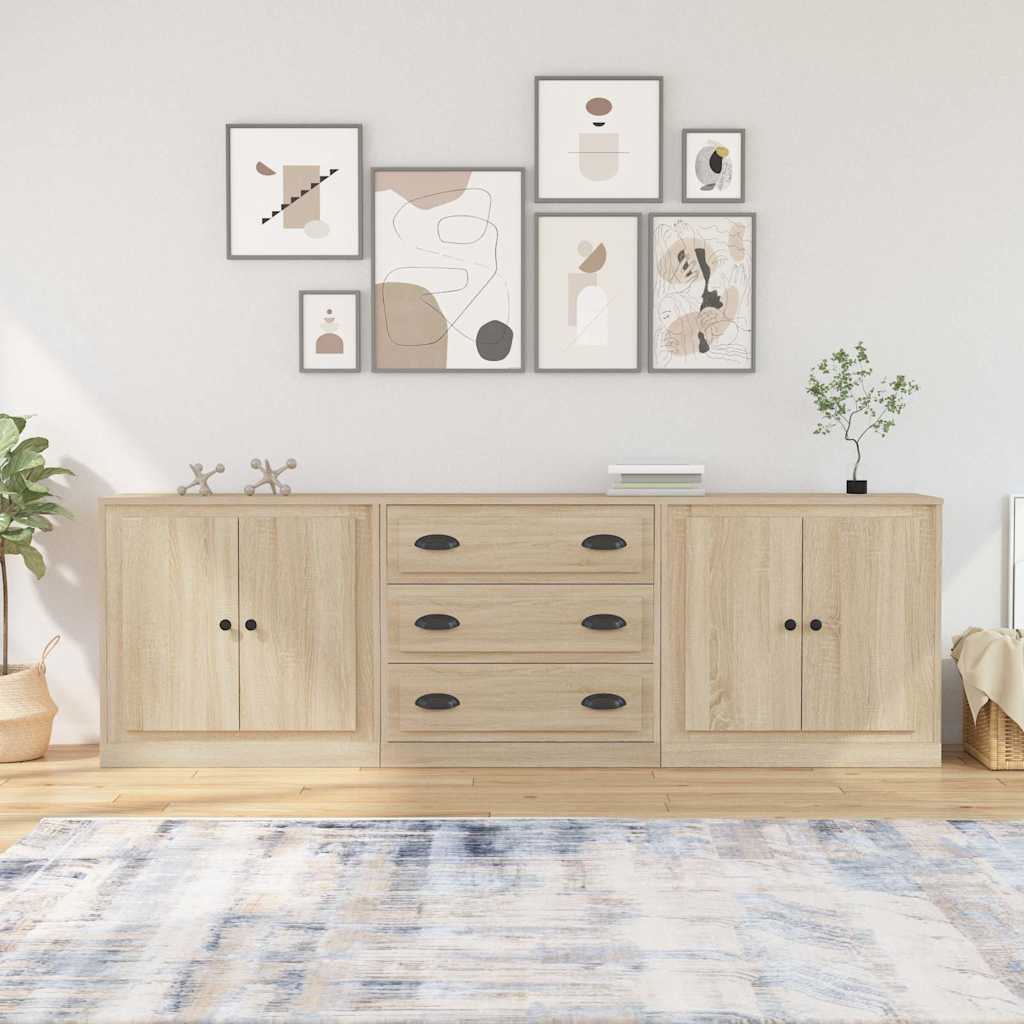 Sideboards 3 pcs Engineered Wood Sonoma oak