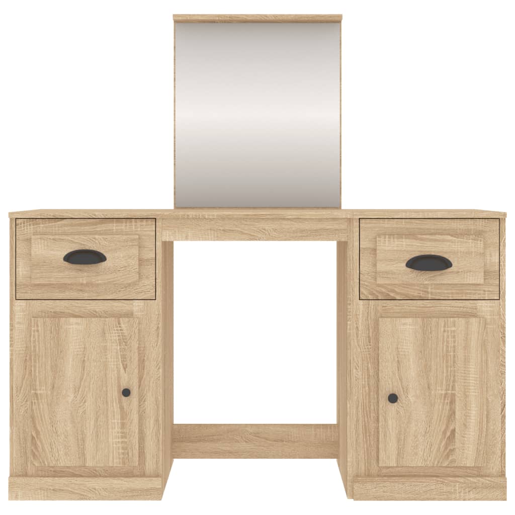 vidaXL Dressing Table with Mirror Sonoma Oak 130x50x132.5 cm 6