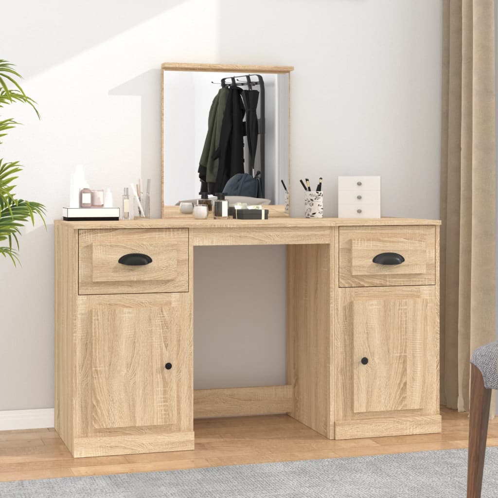 vidaXL Dressing Table with Mirror Sonoma Oak 130x50x132.5 cm 1