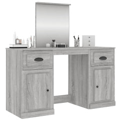 vidaXL Dressing Table with Mirror Grey Sonoma 130x50x132.5 cm 4