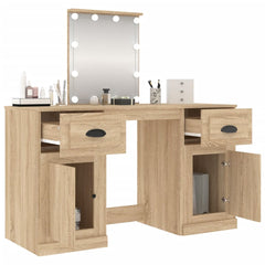 vidaXL Dressing Table with LED Sonoma Oak 130x50x132.5 cm 5