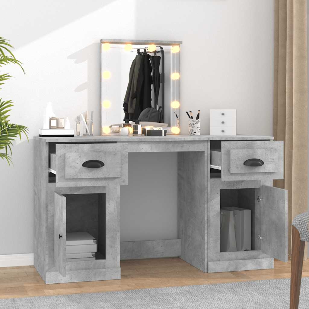 Dressing Table with LED 130x50x132,5 cm Concrete grey