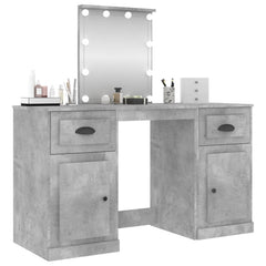 vidaXL Dressing Table with LED Concrete Grey 130x50x132.5 cm 4
