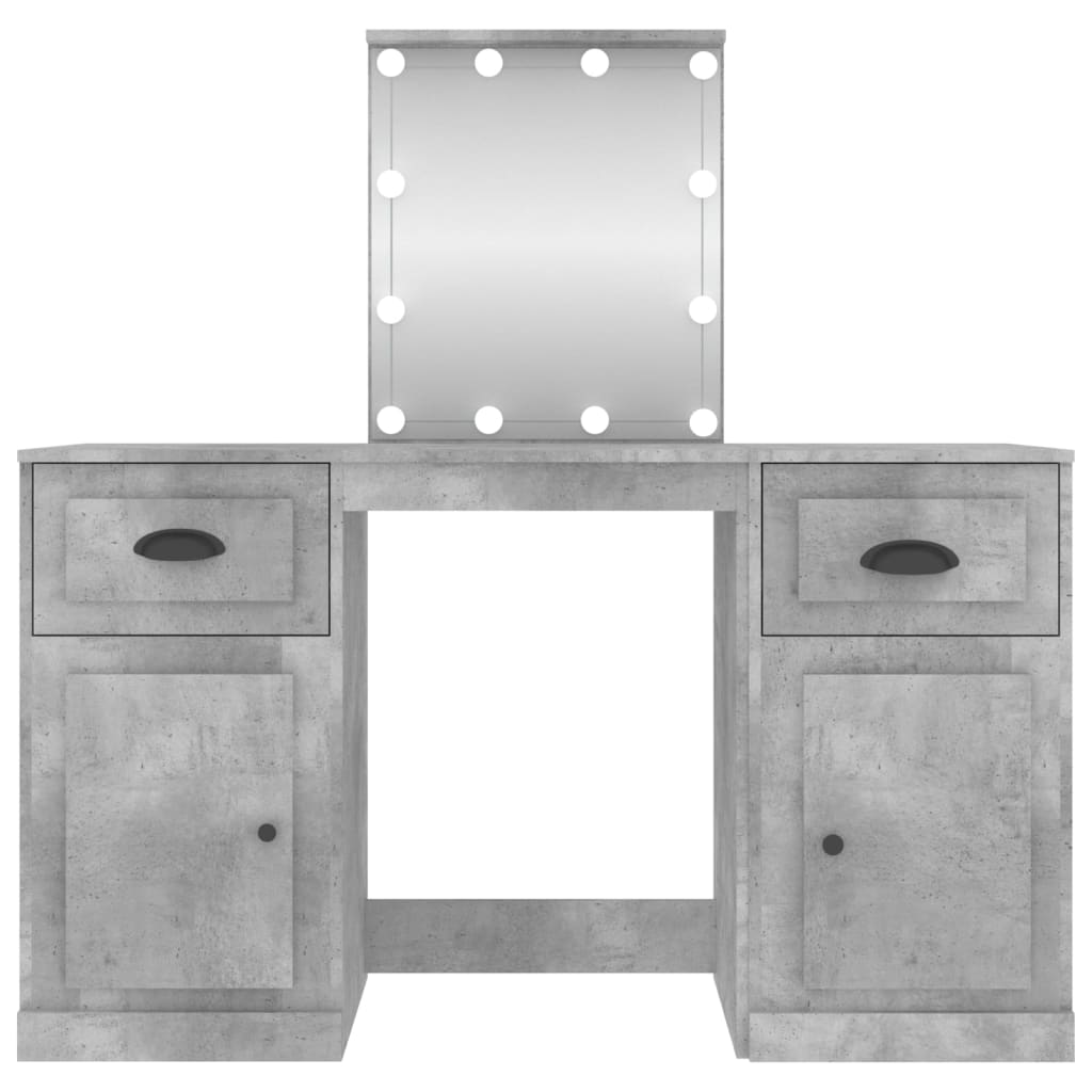 vidaXL Dressing Table with LED Concrete Grey 130x50x132.5 cm 6