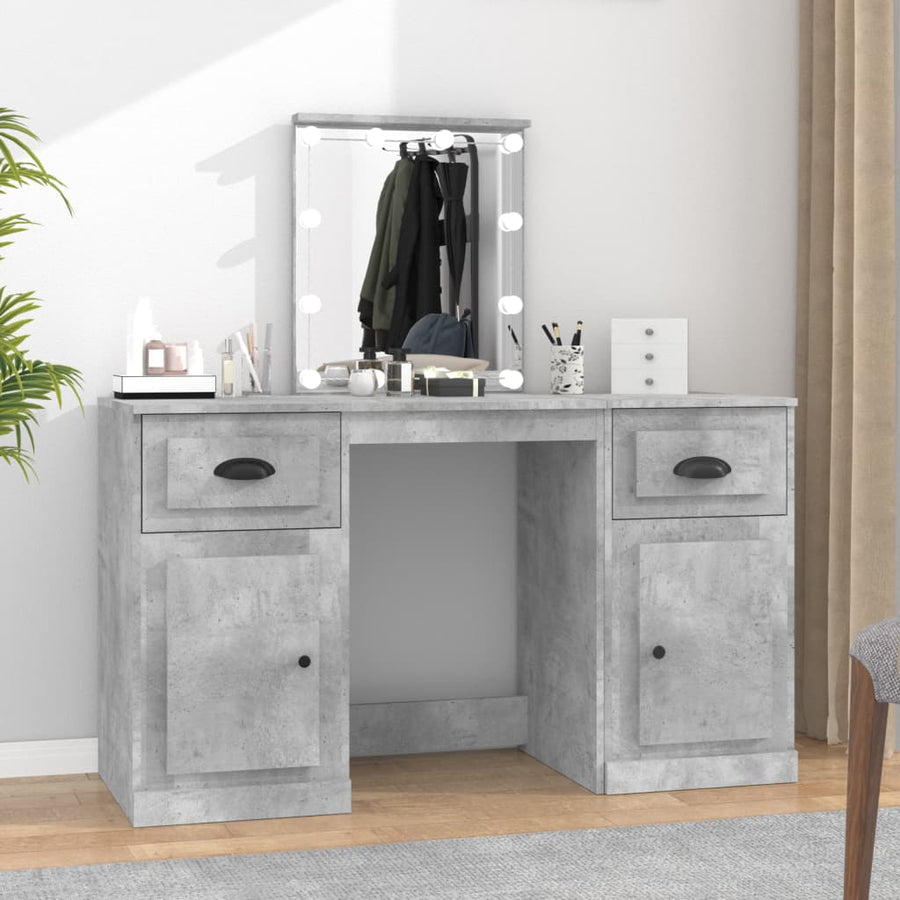 vidaXL Dressing Table with LED Concrete Grey 130x50x132.5 cm 1