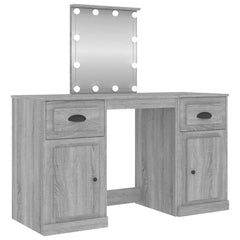 Dressing Table with LED 130x50x132,5 cm Grey sonoma
