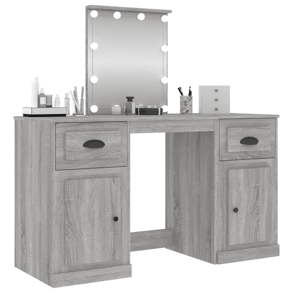 vidaXL Dressing Table | Grey Sonoma | Engineered wood, acrylic | 130x50x132.5 cm 4