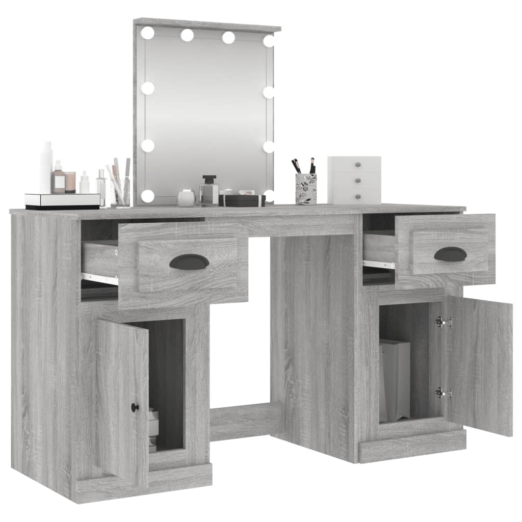 vidaXL Dressing Table | Grey Sonoma | Engineered wood, acrylic | 130x50x132.5 cm 5