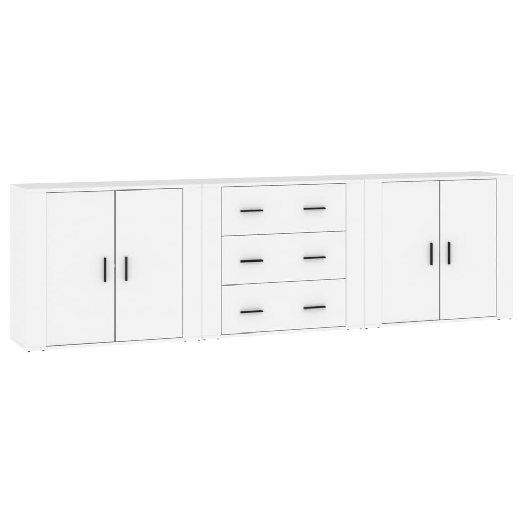 Sideboards 3 pcs Engineered Wood White