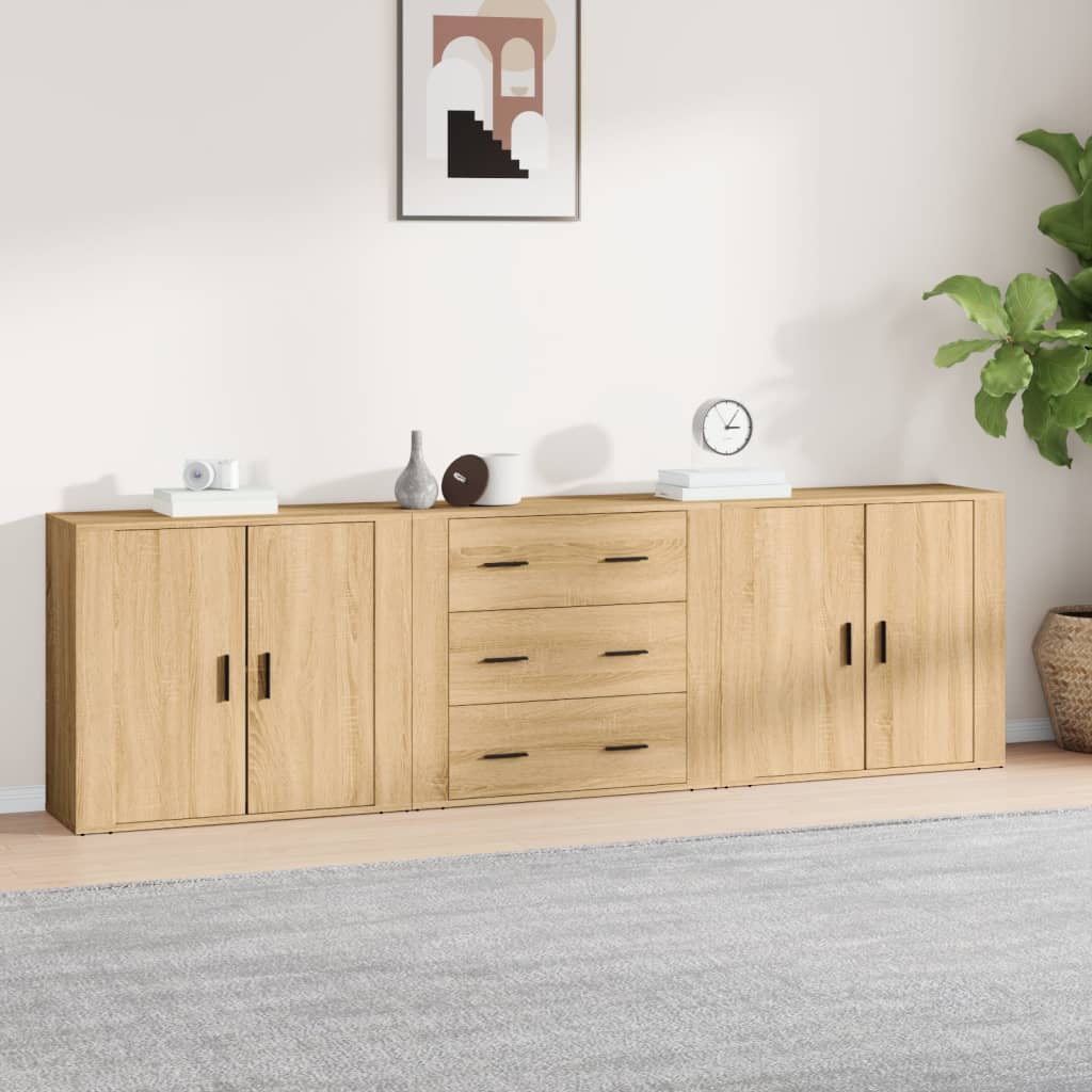 Sideboards 3 pcs Engineered Wood Sonoma oak