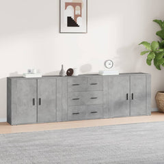 Sideboards 3 pcs Engineered Wood Concrete grey