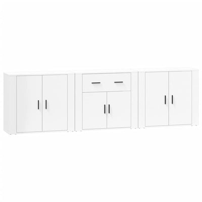 Sideboards 3 pcs High Gloss White Engineered Wood