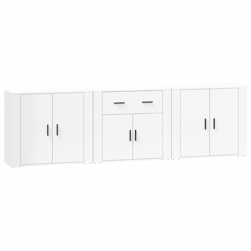 Sideboards 3 pcs High Gloss White Engineered Wood