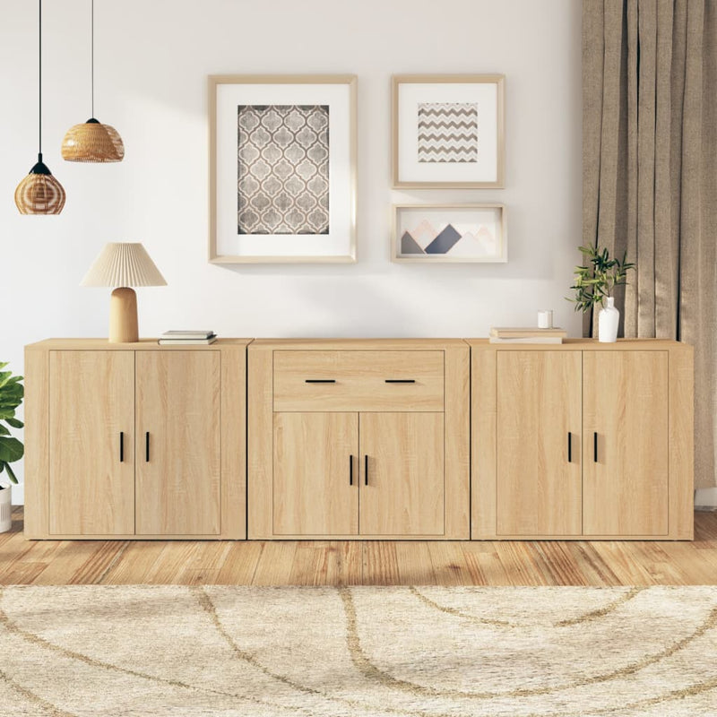 Sideboards 3 pcs Sonoma Oak Engineered Wood