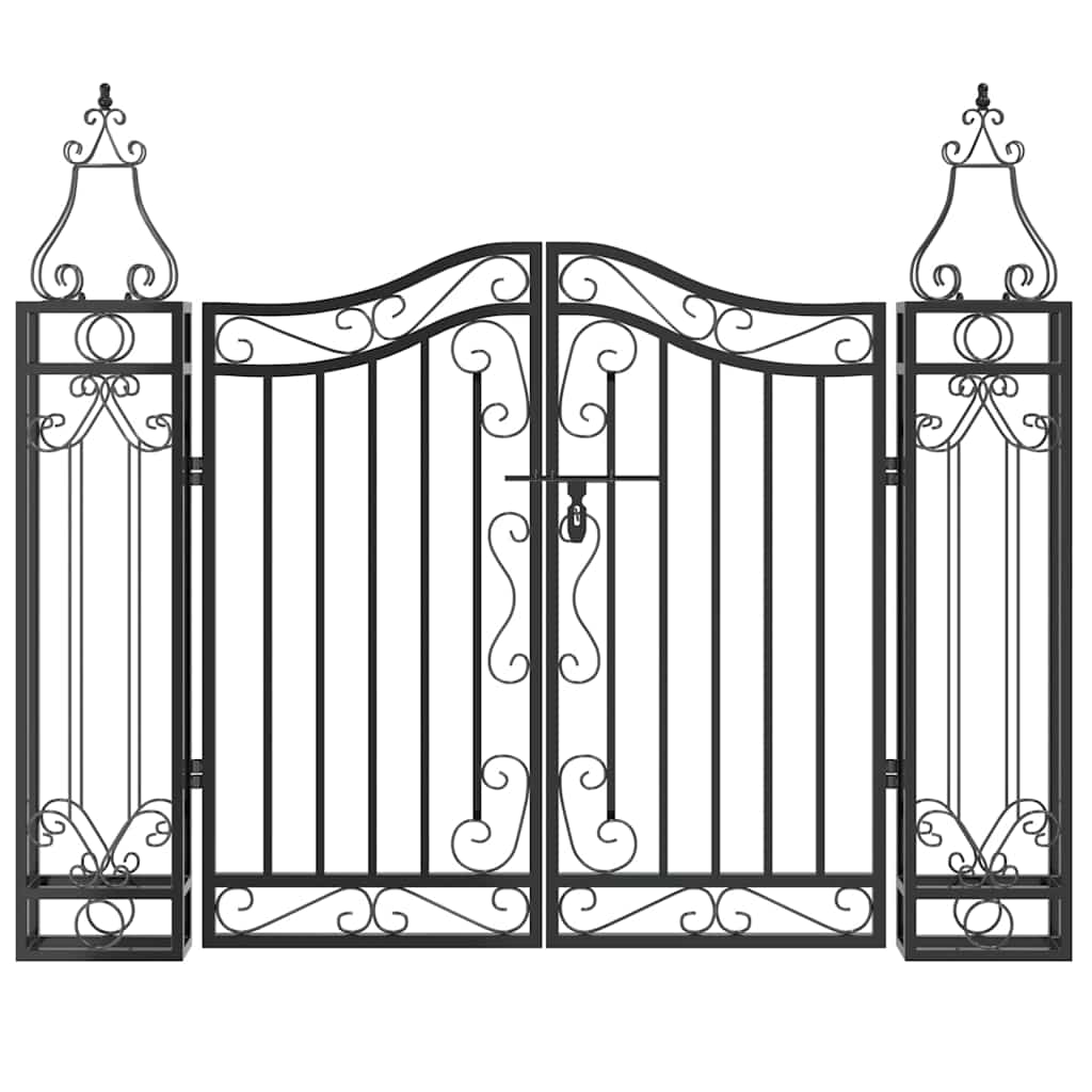 vidaXL Garden Gate Black 121x8x100 cm Wrought Iron 3