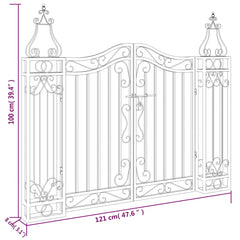 vidaXL Garden Gate Black 121x8x100 cm Wrought Iron 6