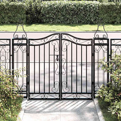 vidaXL Garden Gate Black 121x8x100 cm Wrought Iron 1