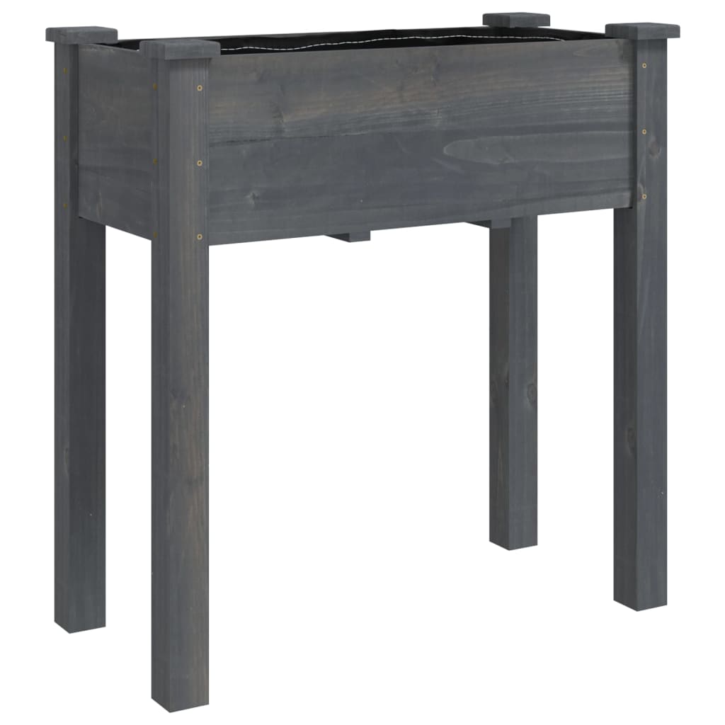 Planter with Liner Solid Wood Fir Height 76 cm Grey 71 cm 37 cm