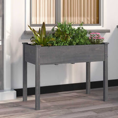 Planter with Liner Solid Wood Fir Height 76 cm Grey 118 cm 59 cm