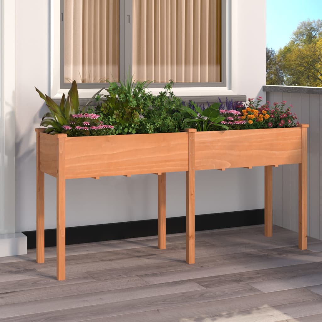Planter with Liner Solid Wood Fir Height 76 cm Brown 161 cm 45 cm
