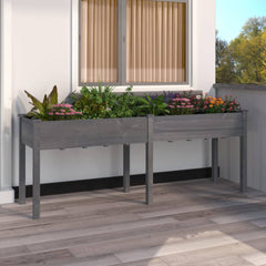 Planter with Liner Solid Wood Fir Height 76 cm Grey 203 cm 53 cm