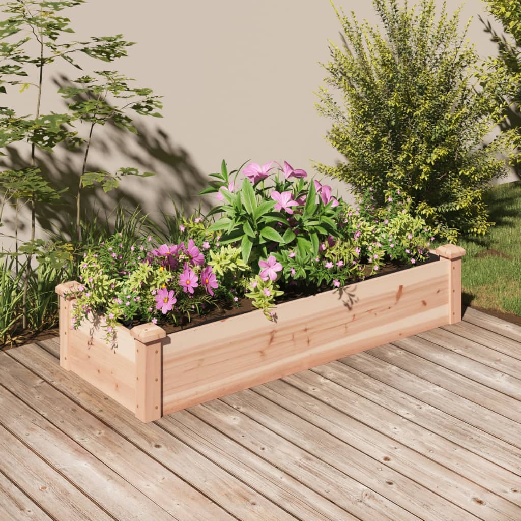 vidaXL Garden Raised Bed with Liner 120x45x25 cm Solid Wood Fir 1