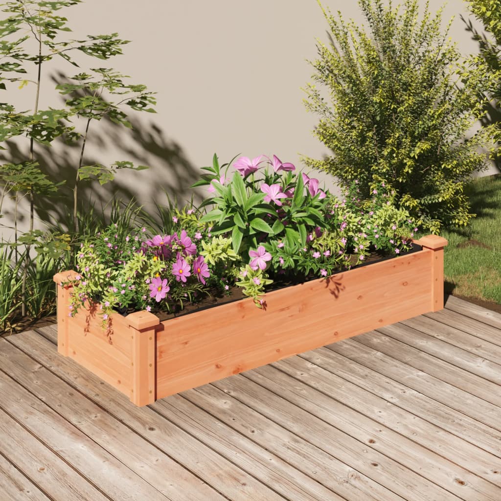 vidaXL Garden Raised Bed with Liner Brown 120x45x25 cm Solid Wood Fir 1