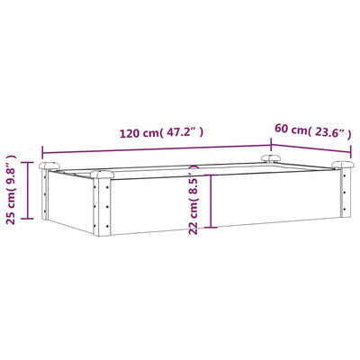 Garden Raised Bed with Liner Grey 120x60x25 cm Solid Wood Fir