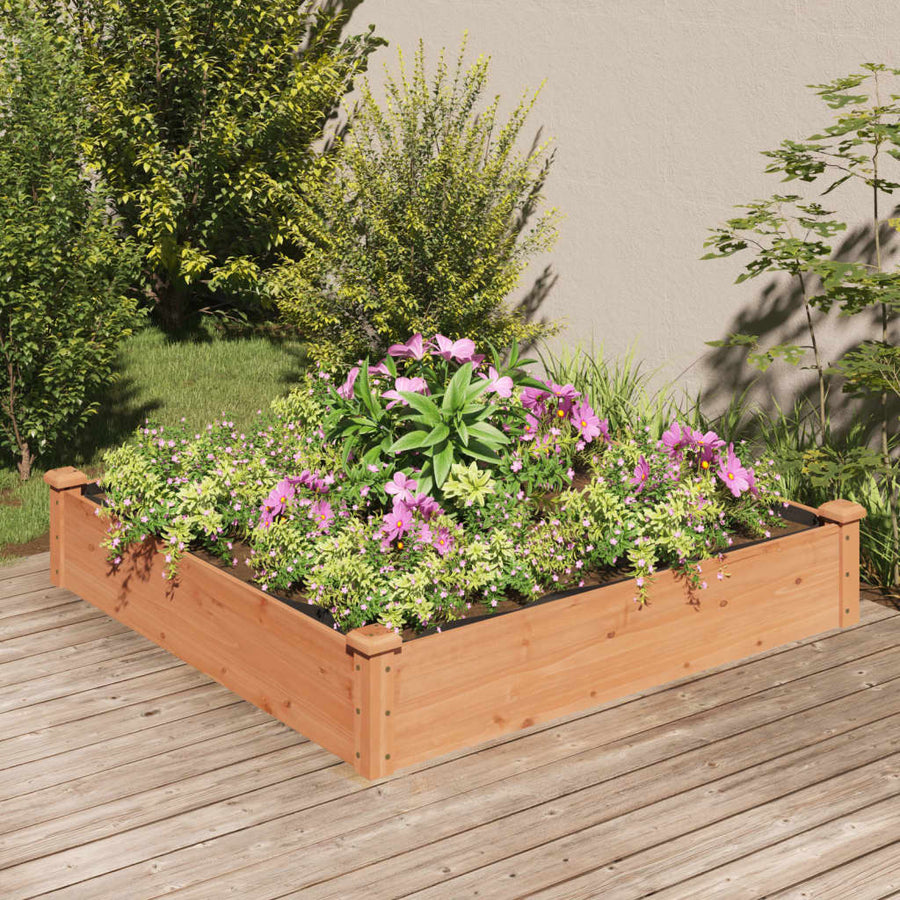 vidaXL Garden Raised Bed with Liner Brown 120x120x25 cm Solid Wood Fir 1