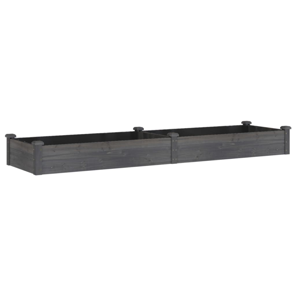 vidaXL Garden Raised Bed with Liner Grey 240x60x25 cm Solid Wood Fir 2