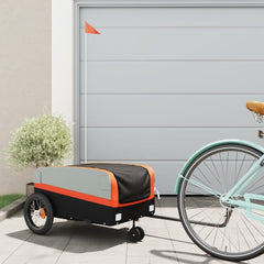 vidaXL Bike Trailer Black and Orange 30 kg Iron 1