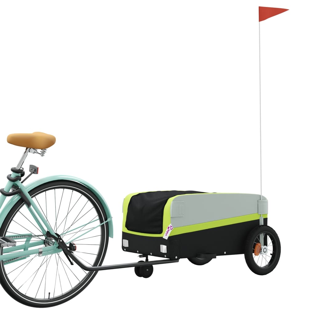 vidaXL Bike Trailer Black and Green 30 kg Iron 3