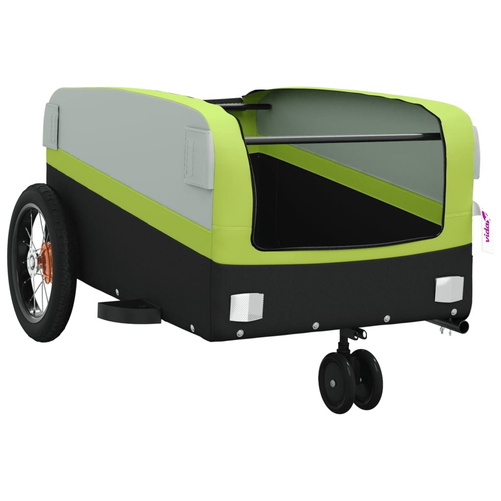 vidaXL Bike Trailer Black and Green 30 kg Iron 5