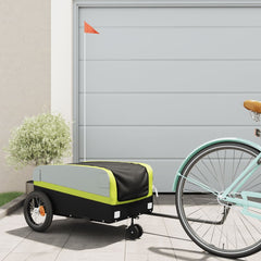 vidaXL Bike Trailer Black and Green 30 kg Iron 1