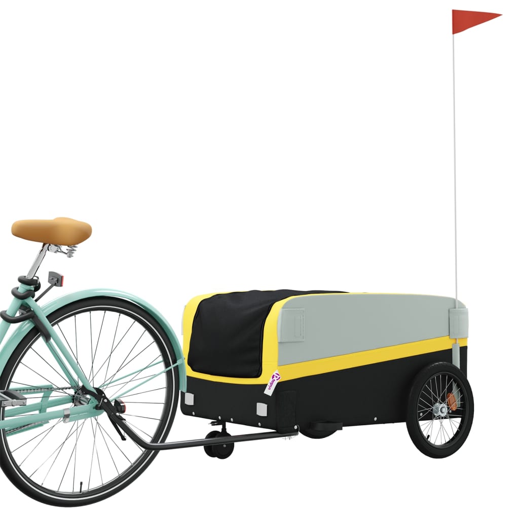 vidaXL Bike Trailer Black and Yellow 45 kg Iron 3