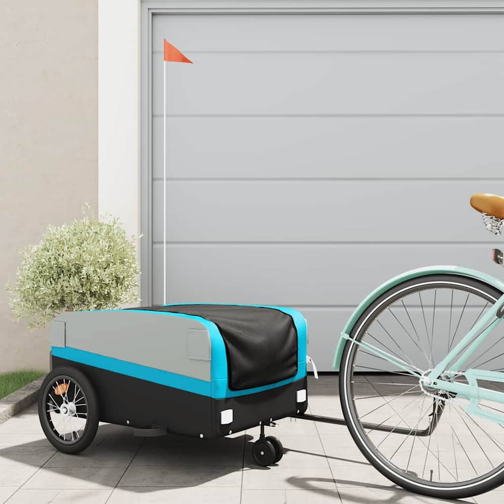 Bike Trailer Black and 45 kg Iron Width 138 cm Blue