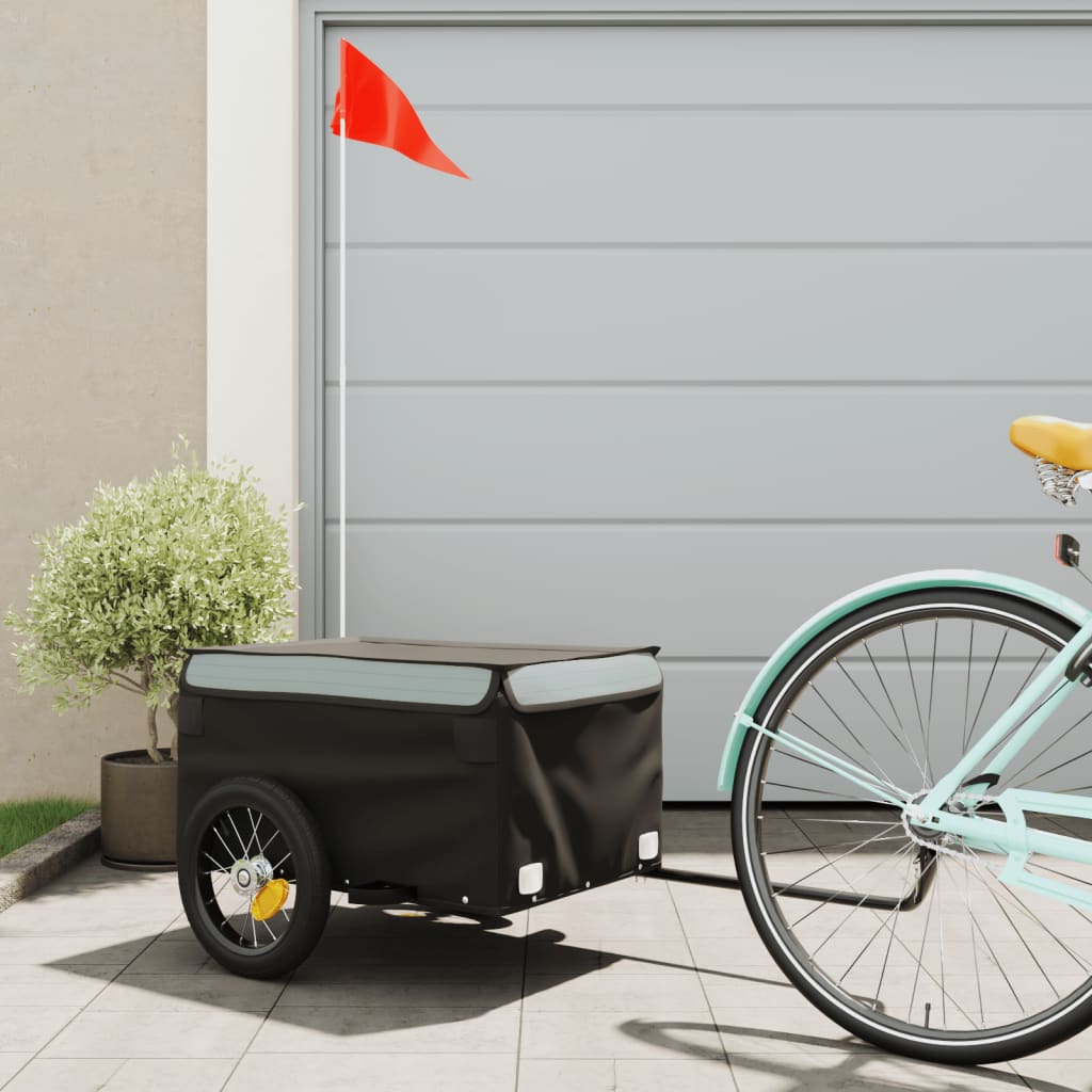 vidaXL Bike Trailer Black and Grey 30 kg Iron 1