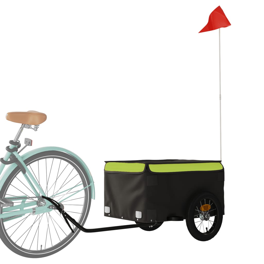 vidaXL Bike Trailer Black and Green 30 kg Iron 3