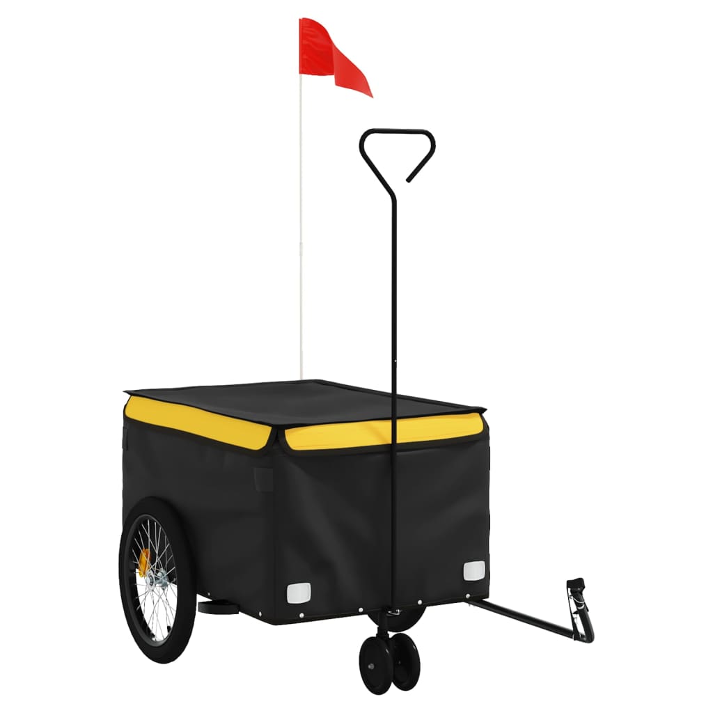 vidaXL Bike Trailer Black and Yellow 30 kg Iron 2