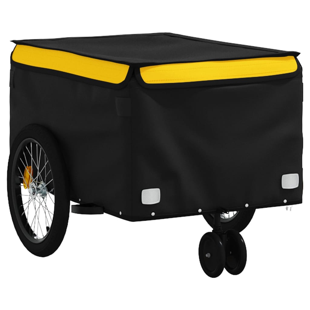vidaXL Bike Trailer Black and Yellow 30 kg Iron 4