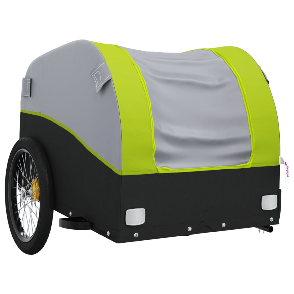 vidaXL Bike Trailer Black and Green 30 kg Iron 4