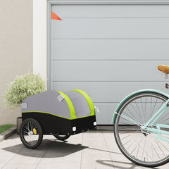 vidaXL Bike Trailer Black and Green 30 kg Iron 1