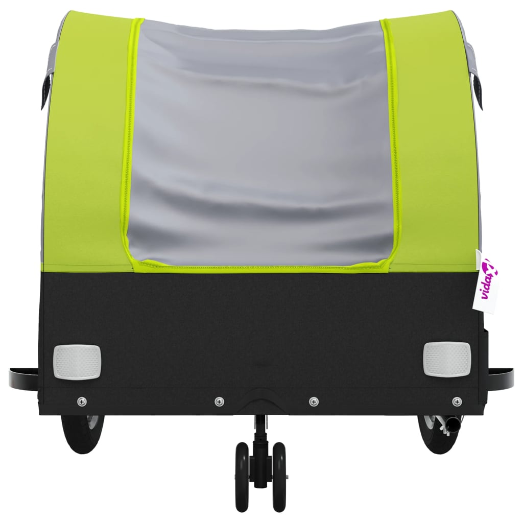 vidaXL Bike Trailer Black and Green 30 kg Iron 6