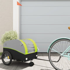 vidaXL Bike Trailer Black and Green 30 kg Iron 1