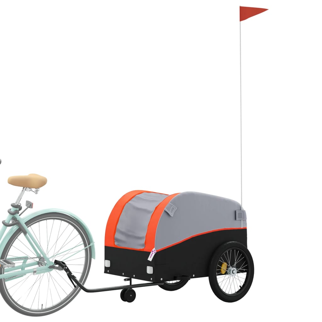 vidaXL Bike Trailer Black and Orange 45 kg Iron 3