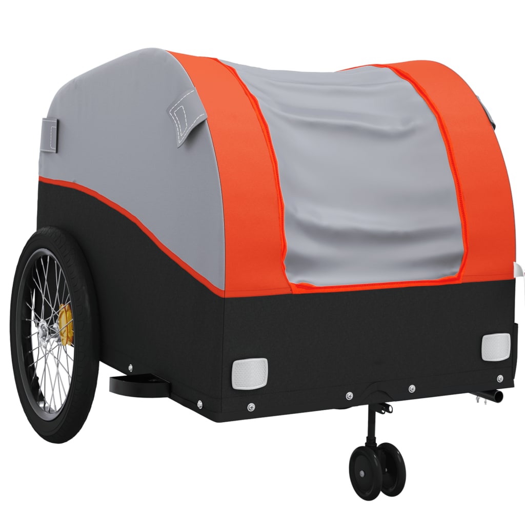 vidaXL Bike Trailer Black and Orange 45 kg Iron 4