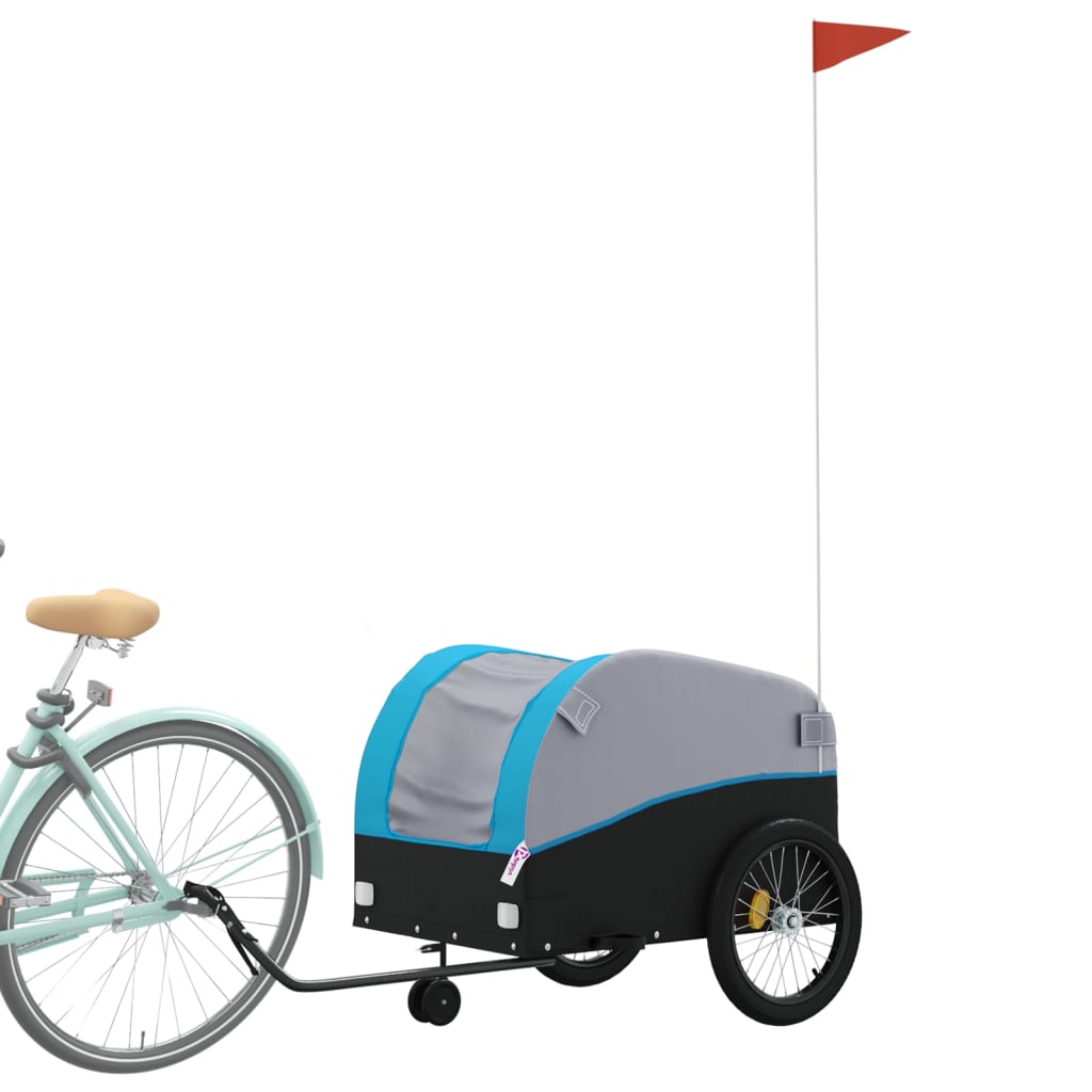 vidaXL Bike Trailer Black and Blue 45 kg Iron 3